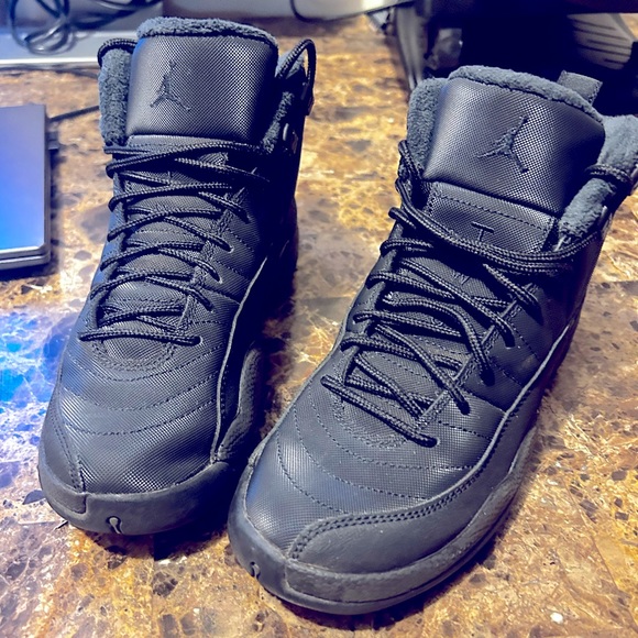 winterized triple black air jordan 12 winterized black